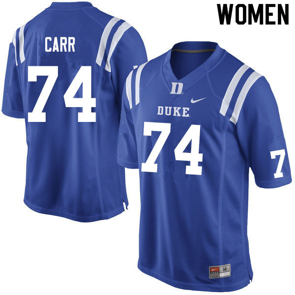 Women #74 Ron Carr Duke Blue Devils College Football Jerseys Sale-Blue